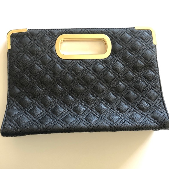 Charming Charlie Handbags - Charming Charlie Black & Gold Quilted Clutch